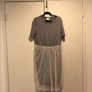 ASOS CURVE Grey Tulle skirt T Shirt Dress.